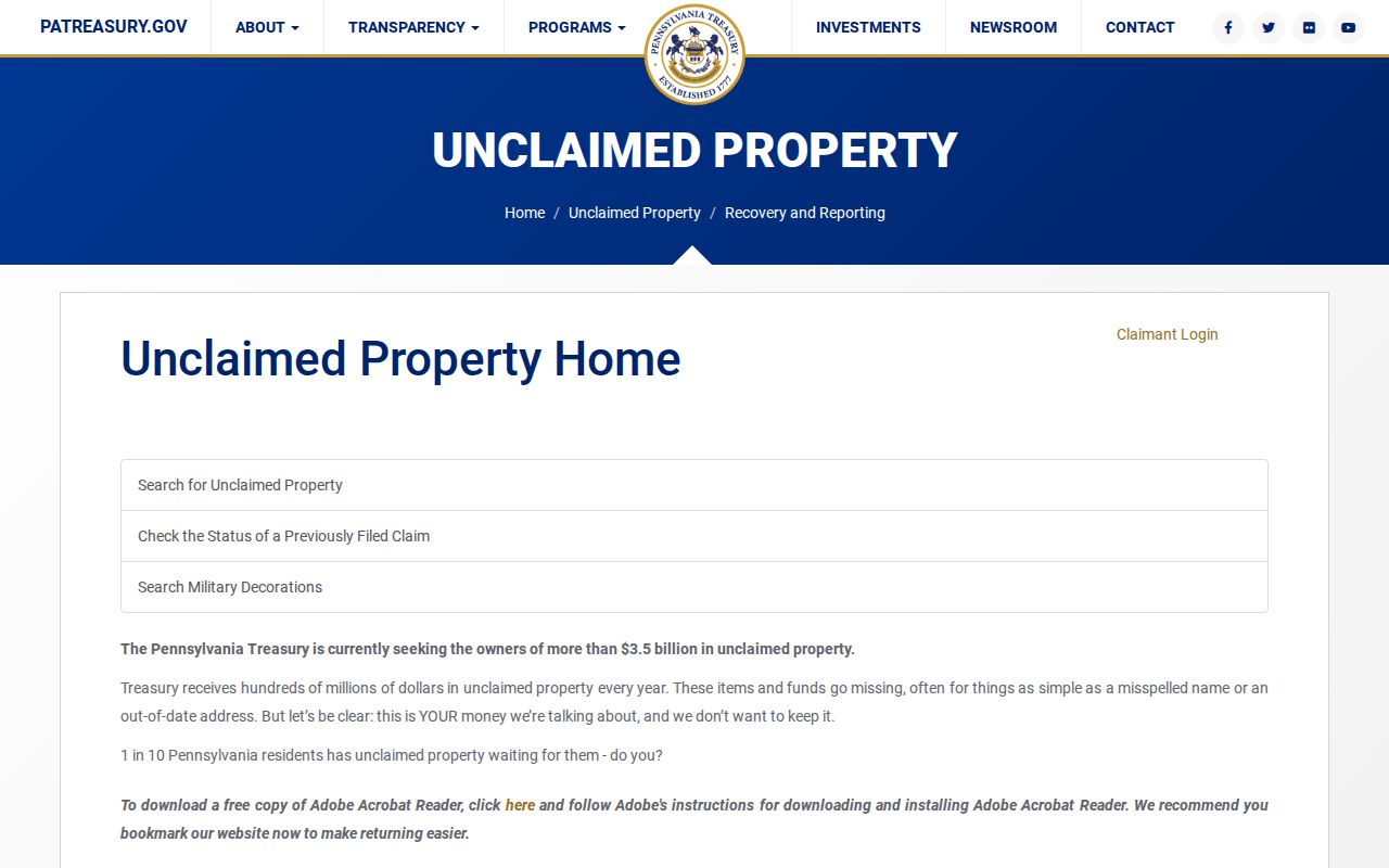 Lancaster residents directory Pennsylvania unclaimed property search