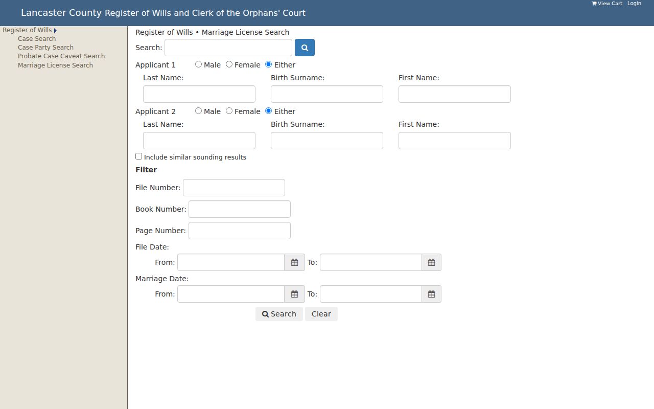 Lancaster previous residents research using the County marriage-license entry